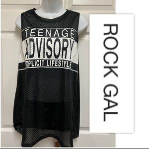 Rock Gal Teenage Advisory Explicit Lifestyle Mesh Top